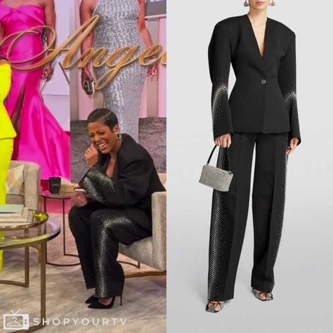 Tamron Hall Show: March 2024 Tamron Hall’s Black Crystal Blazer Tamara Hall Hair, Tameron Hall Style, Tamara Day Bargain Mansions, Tamara Hall, Crystal Pants, Terry Hall The Specials, Tamron Hall, March 2024, Black Crystals