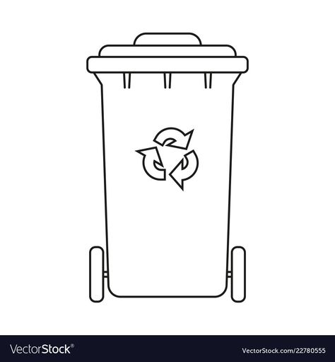 Garbage Can Drawing, Trash Bin Drawing, Dustbin Drawing, Trash Can Drawing, Earth Day Drawing, Line Art Black And White, Alphabet Letter Templates, Outline Pictures, Line Art Black