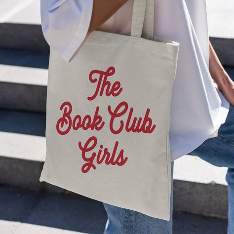 Book Club Merch, Tote Bag Custom, Best Tote Bags, Bookclub Gifts, The Book Club, Book Tote Bag, Girls Tote, Gifts For Bookworms, Bookish Gifts