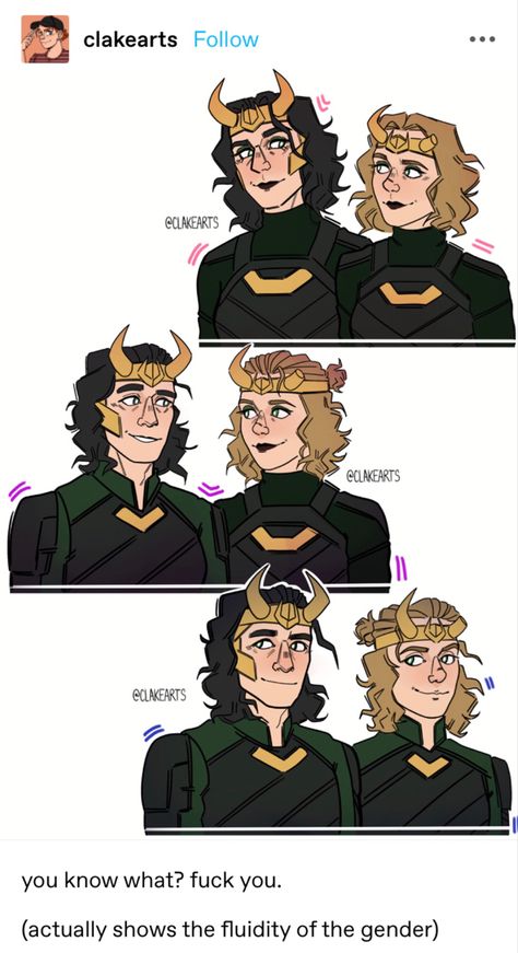 Loki And Thor Fanart, Loki Genderfluid, Loki Laufeyson Fan Art, Genderfluid Loki, Sigyn Marvel, Fem Loki, Genderfluid Aesthetic, Loki Tva, Loki Art