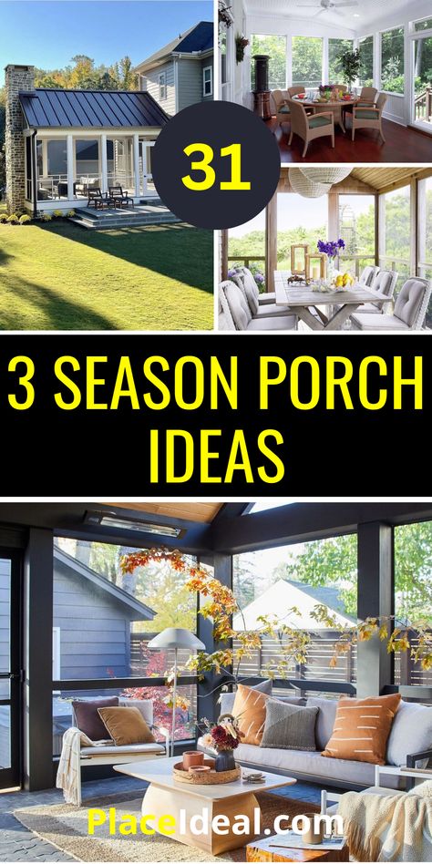 31 Creative 3 Season Porch Ideas to Inspire Your Next Cozy Retreat - placeideal.com 3 Season Screened Porch Ideas, Screened In Back Porch Ideas Cozy, Enclosed Porch Paint Colors, Comfy Sunroom Ideas, Indoor Front Porch Ideas, Three Seasons Room Ideas, Small Cozy Sunroom, 3 Seasons Porch Ideas, Sunroom Wall Decor