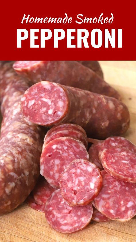 homemade pepperoni stack Ground Pork And Beef, Crispy Pepperoni, Pepperoni Recipe, Deli Meat Recipes, Summer Sausage Recipes, Homemade Pepperoni, Cured Meat Recipes, Sausage Making Recipes, Pepperoni Recipes