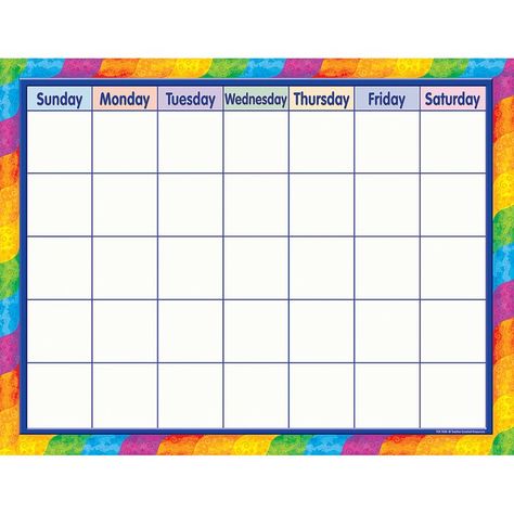 Rainbow Calendar Kids School Organization, Bullet Journal On Ipad, Rainbow Calendar, School Timetable, Kids Schedule, Home Management Binder, Alphabet Activities Preschool, Teacher Created Resources, Diy Calendar