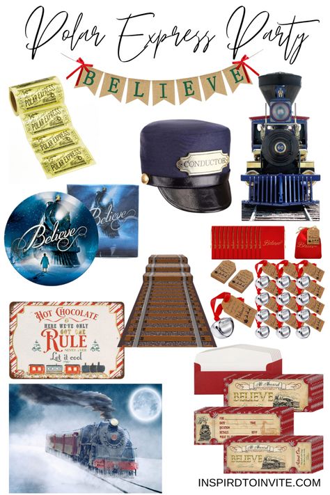 All aboard for the Polar Express Christmas Party! #polarexpressparty #polarexpress #christmaspartyideas #christmaspartydecorations #christmaspartydecor #christmaspartytheme The Polar Express Party Ideas, Polar Express Christmas Ornaments, Polar Express Pajama Party, Polar Express Themed Christmas Party, Polar Express Theme Birthday Party, Polar Express Games For Kids, Polar Express Preschool Party, Polar Express Table Decor, Polar Express Themed Christmas Tree