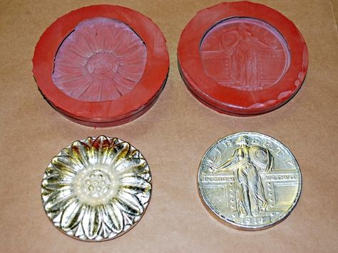 Many castings can be created in a Mold Max® 60 mold. Metal Casting Molds, Metal Foundry, Casting Metal, Pewter Casting, Pewter Art, Aluminum Can Crafts, Wax Ring, Rainy Day Crafts, Pewter Jewelry