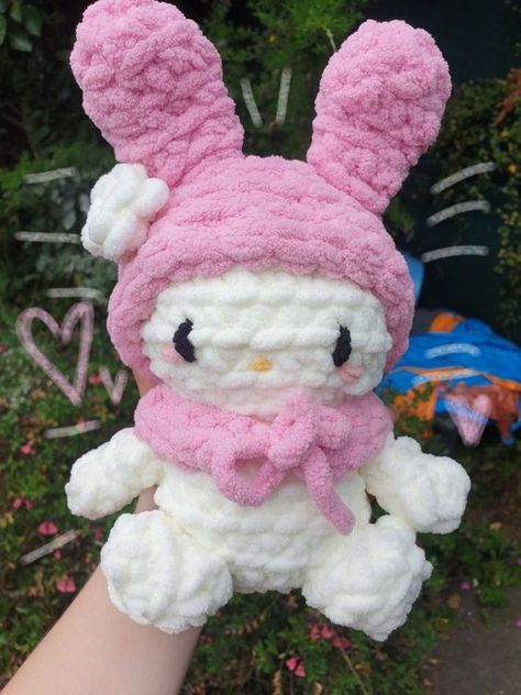 Pattern // Crochet Amigurumi Melody Bunny plush  (NO IMAGES) #easycrochet, #amigurumi, #stuffedanimals, #smallcrochetprojects, #kawaiicrochet Crochet Stuffys, Toys Quotes, Crochet Stuffies, Happy Kitty, Hello Kitty Crochet, Crochet Toys Free Patterns, Crocheted Jellyfish, Crochet Toys Free, Crochet Bunny Pattern