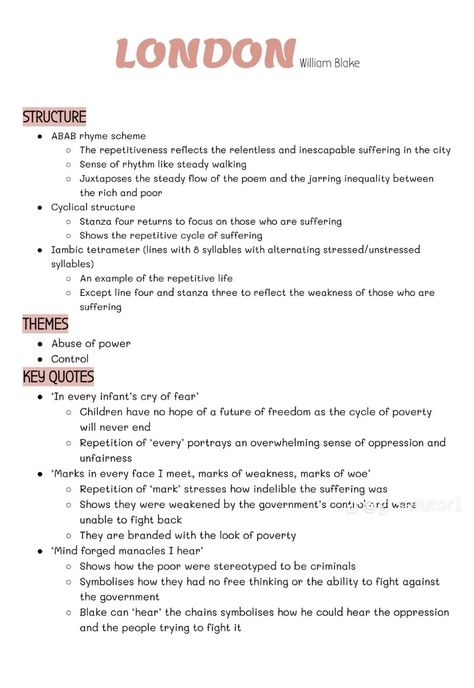 London Poem Analysis Grade 9, Gcse English Literature Poetry, London Poem Analysis, Ozymandias Poem Analysis, London Poem, English Language Poem, Power And Conflict Poetry Revision, Revision English, Poetry Revision