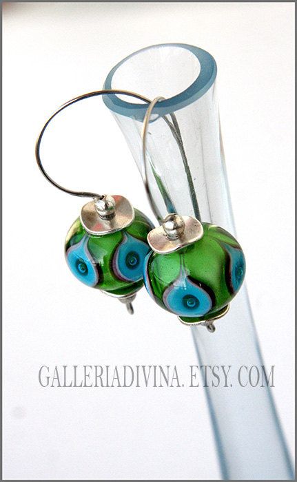 Lampwork Bead Jewelry, Green And Turquoise, Lampwork Jewelry, Beading Crafts, Lampwork Earring, Glass Beads Jewelry, Diy Bracelets Easy, Glass Studio, Beaded Jewelry Designs