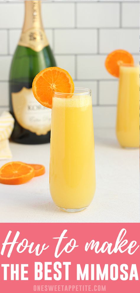 Easy Mimosa Recipe, Mimosa Recipe Champagne, Mimosa Recipe Easy, How To Make Mimosas, Easy Mimosa, Best Mimosa Recipe, Mimosa Ingredients, Mimosa Drink, Mimosa Recipes