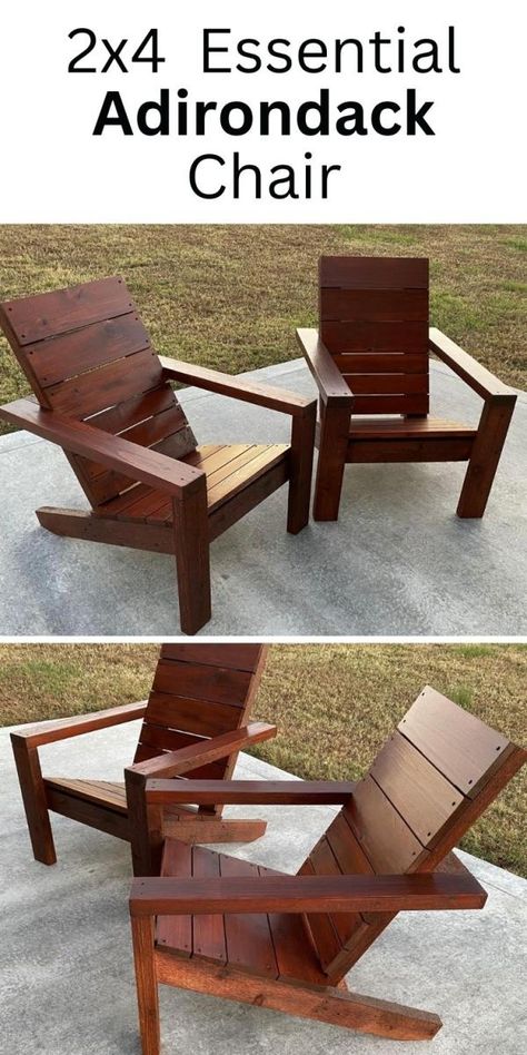 Wood Side Table Diy, Woodworking Outdoor Furniture, Outdoor Chairs Diy, Backyard Chairs, Adirondack Chairs Diy, Wood Chair Diy, Rustic Outdoor Furniture, Adirondack Chair Plans Free, Modern Adirondack Chair