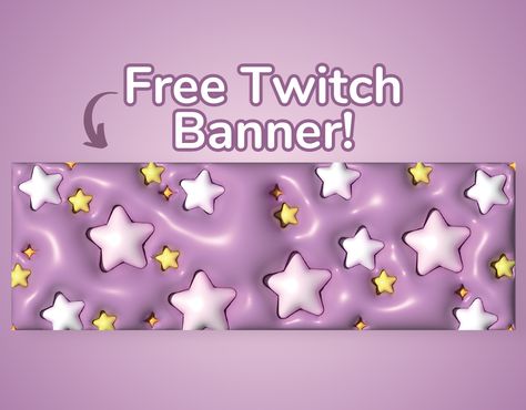 FREE TWITCH BANNER 3D PURPLE STARS KAWAII CUTE Twitch Banner Aesthetic, Open Etsy Shop, Banner Twitch, Profile Banner, 3d Stars, Twitch Banner, Purple Stars, Free Banner, Digital Banner