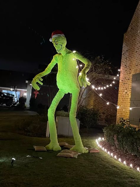 Lake Charles Family Turns Giant 12ft Skeleton into the Grinch! 12ft Skeleton, Grinch Costumes, Giant Skeleton, Skeleton Body, Santa Beard, Outdoor Christmas Tree, Lake Charles, The Grinch, Halloween Skeletons