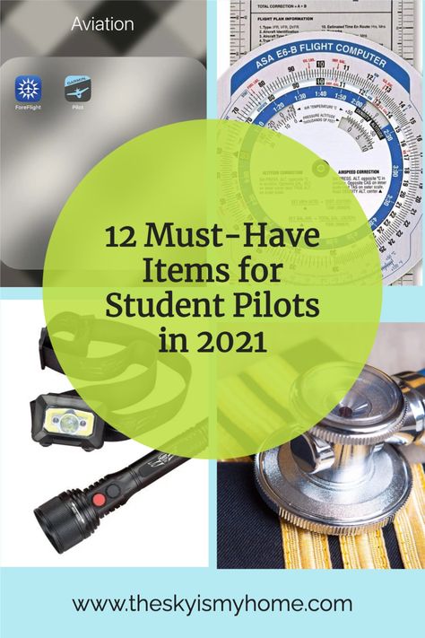 Starting flight training can be overwhelming. You need all kinds of supplies but you don't even know where to start. Check out this list of items for student pilots from The Sky Is My Home! | Flight Training Supplies | Must-haves for student pilots | Needed for flight training Ground School Pilot, Flight School Aesthetic, Pilot Essentials, Student Pilot Training, Pilot Lessons, Pilot Aesthetic, Aviation School, Pilot Life, Pilot Study