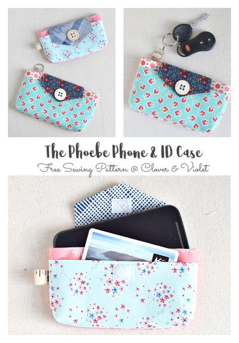 The Phoebe Phone & ID Case Free Sewing Pattern Make A Phone Case, Fabric Art Diy, Purse Diy, Crossbody Phone Purse, Air Pod, Padded Pouch, Sewing Courses, Fabric Sewing Patterns, Sewing Bags