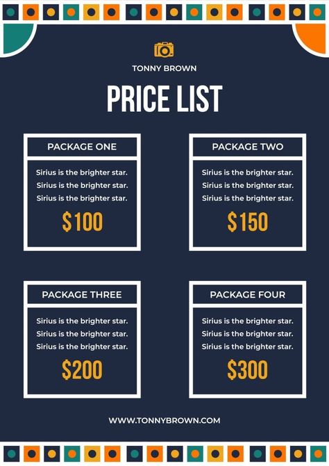 Geometric Event Photographer Price List Photographer Price List, Photographers Price List, Spa Prices, Thermal Spa, Price List Template, Geometric Inspiration, Luxury Spa, Event Photographer, Photographic Studio