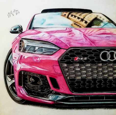 DRAWING AUDI RS5 - By Khalid aldobaie Audi Design, Cool Car Drawings, Audi Rs5, Audi S5, Car Artwork, Audi A7, Car Design Sketch, Audi A8, Car Illustration