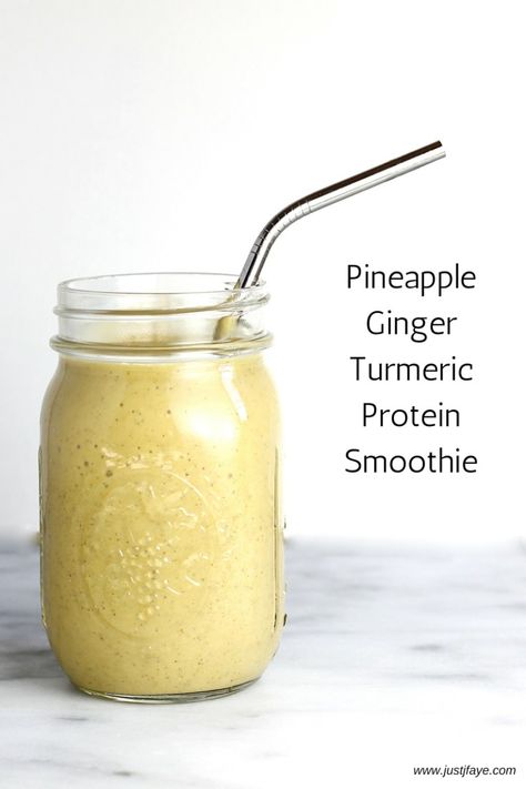 Pineapple Ginger Turmeric Protein Smoothie Nutella Smoothie, Blackberry Smoothie, Pineapple Ginger, Smoothie Detox, Ginger Turmeric, Pineapple Smoothie, Inflammatory Foods, Mango Smoothie, Banana Smoothie