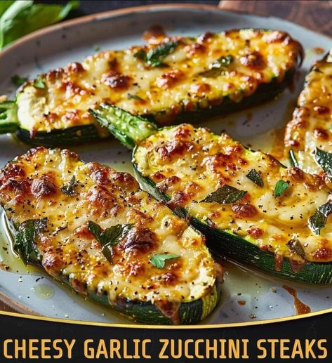 Cheese Garlic Zucchini Steaks, Healthy Dinner Recipes With Zucchini, Cheesy Garlic Zucchini Steaks, Zucchini Steaks, Zuchinis Recipe Dinner, Zucchini Appetizer Recipes, Zucchini Side Dish, Garlic Zucchini, Zucchini Side Dishes