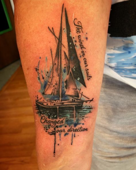 Boat Tattoos, Rebecca Tattoo, Sailing Tattoo, Sailboat Tattoo, Boat Tattoo, Tattoo Watercolor, Sea Tattoo, Tattoos Unique, Circle Tattoos