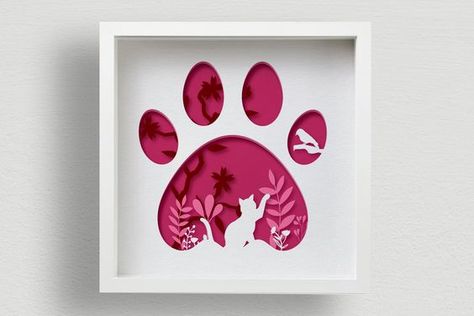 3D SVG Cut Files Cat Shadow Box Ideas, Cat Cricut, Layer Art, Cards Cricut, Cat Shadow, Circuit Crafts, Cricket Ideas, 3d Frames, Shadow Box Svg