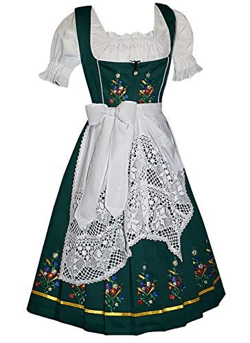 Dirndl Trachten Haus 3-Piece Long German Wear Party Oktob... https://www.amazon.ca/dp/B00BOTW1HQ/ref=cm_sw_r_pi_dp_U_x_-k.lCbAEZR42G Embroidered Dirndl, Green Dirndl, German Dirndl Dress, Traditional German Clothing, German Traditional Dress, Dirndl Dress Oktoberfest, Apron Top, German Dress Dirndl, Oktoberfest Dress