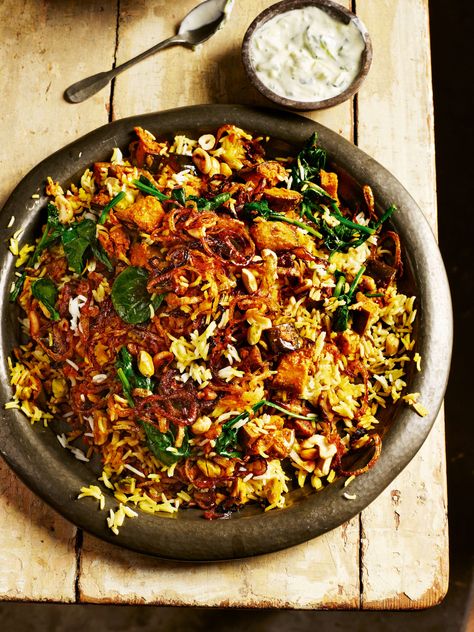 Rick Stein’s Aubergine Biryani Vegan Biriyani, Veg Biryani Recipes, Autumn Vegetarian Recipes, Aubergine Recipes, Vegetarian Biryani, Buttery Rice, Vegetable Biryani, Aubergine Recipe, Curry Pasta