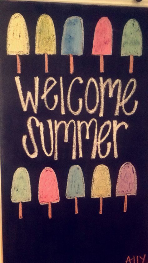 Popsicle Chalkboard Art, June Calendar Chalkboard Art, Happy Summer Chalkboard Art, Summer Chalkboard Art Easy, Seasonal Chalkboard Art, Summer Boutique Chalkboard Signs, Boutique Chalkboard Signs Spring, Summer Time Chalkboard Art, Chalk Boarder Designs Spring