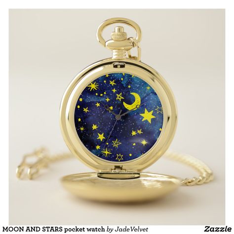 MOON AND STARS pocket watch Blue Jade, Vintage Pocket Watch, Art Tools Drawing, Moon And Stars, Moon Star, Classic Chic, Vintage Vogue, Vintage Vibes, Stars And Moon