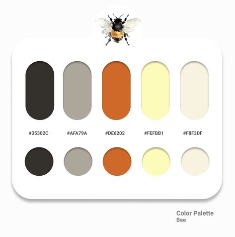 Bee Colour Palette, Bee Color Pallete, Bee Color Palette, Hex Color Palette, Color Schemes Colour Palettes, Yellow Bee, Bee Inspired, Hex Codes, Canva Tutorial