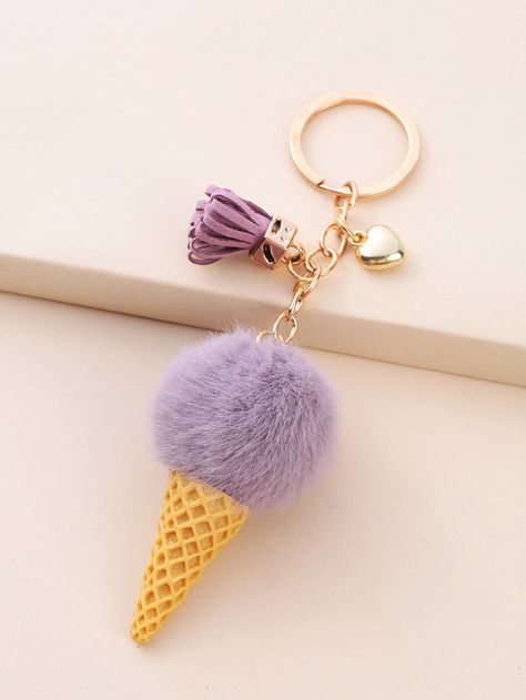 Multicolor    Faux Fur   Embellished   Women Accessories Keychain Photography Ideas, Keychain Photography, Profile Photography, Pom Keychain, Pom Pom Keychain, Charm Keychain, Fur Pom Pom, Key Chains, Creative Gifts