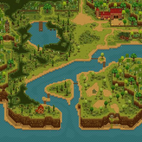 (CP) Improved Cindersap Forest - Now With Fifty Percent More Forest at Stardew Valley Nexus - Mods and community Stardew Valley Cindersap Forest, Forest Map, Eukaryotic Cell, Secret Forest, Berry Bushes, Flower Dance, Black Tree, Over The River, Art Theme