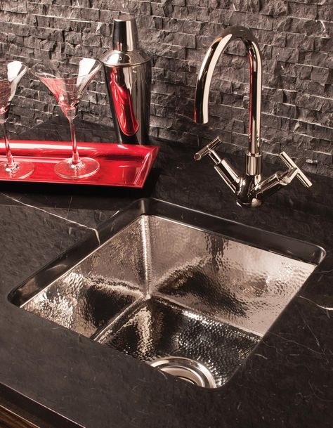 Stainless Bar Sink Stone Sink Kitchen, Basement Wet Bar, Stone Forest, Apron Front Kitchen Sink, Kitchen Sink Design, Square Sink, Stone Kitchen, Bar Sink, Sink Design