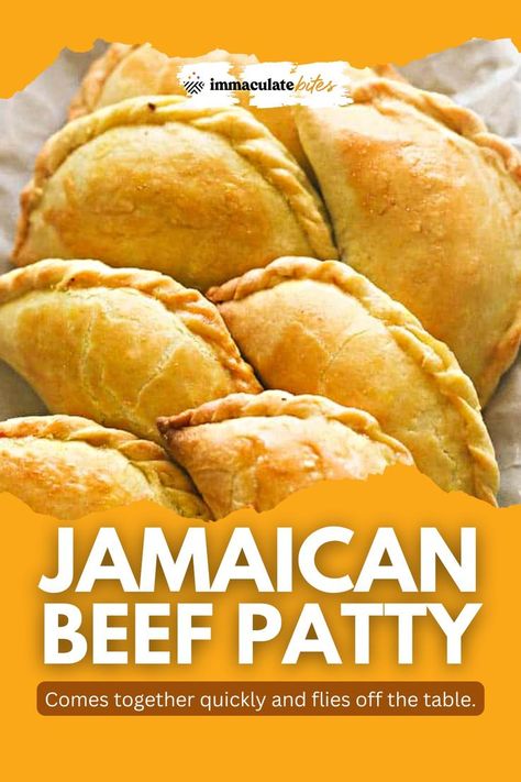 Now who doesn’t love Jamaican pies? A spicy beef filling encased in a flaky spicy pastry dough. Hello! Spicy taste-bud overload.

Jamaican meat pies are very distinctive from the other meat pies like this African meat pie or the well-loved empanadas. It is yellowish due to the addition of turmeric. Turmeric is a spice that is mostly used for flavoring and also acts as a coloring agent. Caribbean recipes! Jamaican Meat Pies, Beef Pie Recipe, Jerk Recipe, Jamaican Beef Patties, Jamaican Patty, Meat Pie Recipe, Beef Pies, Jamaican Dishes, Beef Empanadas