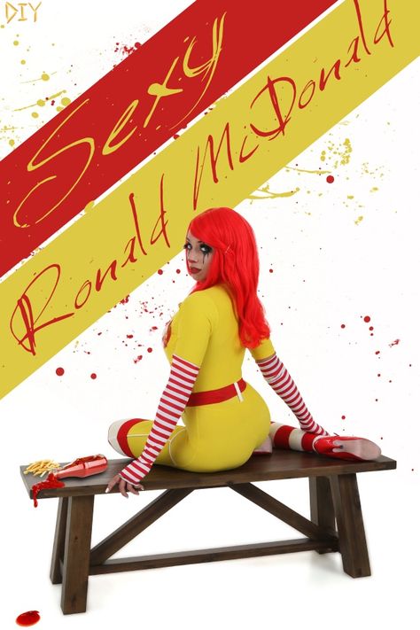 Mcdonald Costume, Ronald Mcdonald Costume, Side Order, Female Clown, Red Wig, Yellow Jumpsuit, Red Wigs, Halloween 2024, Diy Halloween Costumes