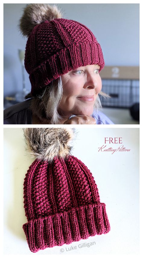 Seed Stitch Ribbed Hat Free Knitting Pattern - Knitting Pattern Knitted Hat Patterns Free Women, Seed Stitch Hat, Knitting Patterns Hats Women, Aran Knitting, Beanie Knitting Patterns Free, Knit Beanie Pattern, Ribbed Hat, Baby Hat Knitting Pattern, Knitting Patterns Free Scarf