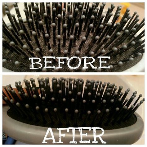 Get rid of the build-up & residue on your brushes. Via anithamallya.wordpress.com Clean Hairbrush, Nyttige Tips, Astuces Diy, Clean Hair, Diy Cleaners, Diy Cleaning Products, Household Hacks, Cleaning Tips, Hair Brush