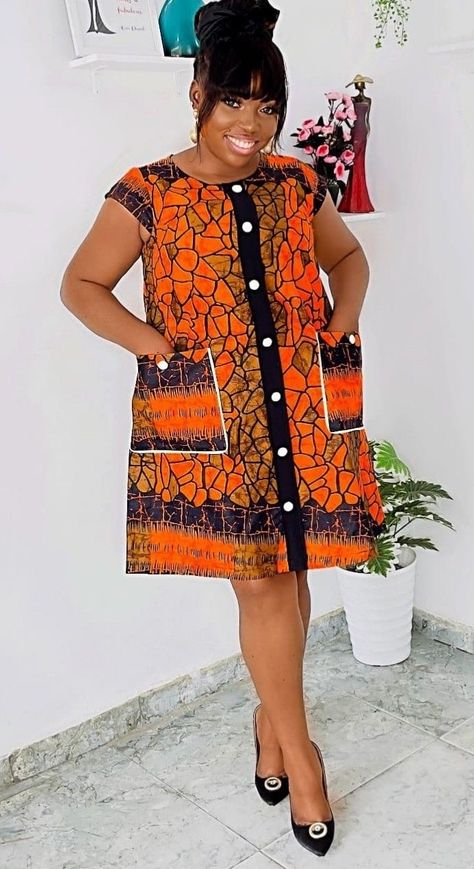 Female Dressing Style, Short Kaba Styles, African Dresses Modern For Church, Short Gown Style, Dresses African Print, Simple Dress Styles, Kitenge Fashion, Fancy Short Dresses, Ankara Short