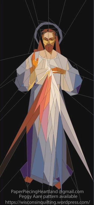 Divine Mercy — Paper-Pieced Wall Hanging Quilt Pattern | Wisconsin Quilting Wall Hanging Quilt, Paper Piecing Tutorial, Paper Piercing, Blessed Mary, Gift Crafts, Paper Pieced Quilt Patterns, Hanging Quilts, Paper Pieced Quilt, Bible Covers