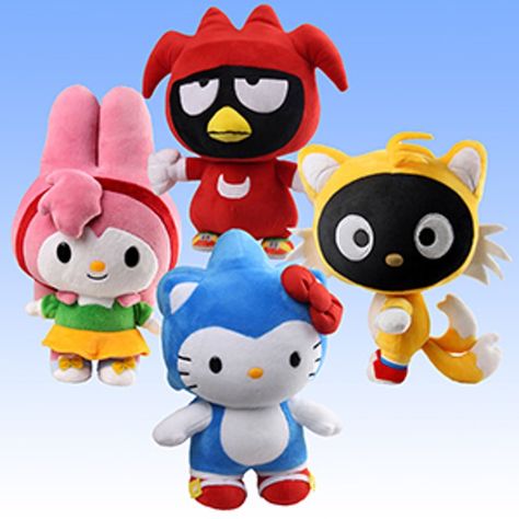 sanrio x sonic the hedgehog plushies Hedgehog Animal, Hello Sanrio, Cat Hug, Charmmy Kitty, Hello Kitty Crafts, Classic Sonic, Hello Kitty Characters, Teddy Toys, Hello Kitty Plush