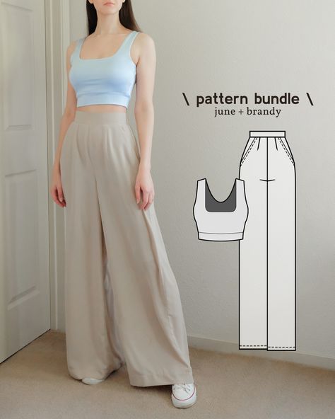 Combine the elegant palazzo pants with the comfort of a stretchy fitted top - and you get the perfect combo of carefree beauty :) This… | Instagram Palazzo Pants Sewing Pattern, Palazzo Pants Pattern, Palazzo Outfit, Pants Sewing Pattern, Fitted Top, Palazzo Pants, Pdf Sewing Patterns, Workout Tops, My Website