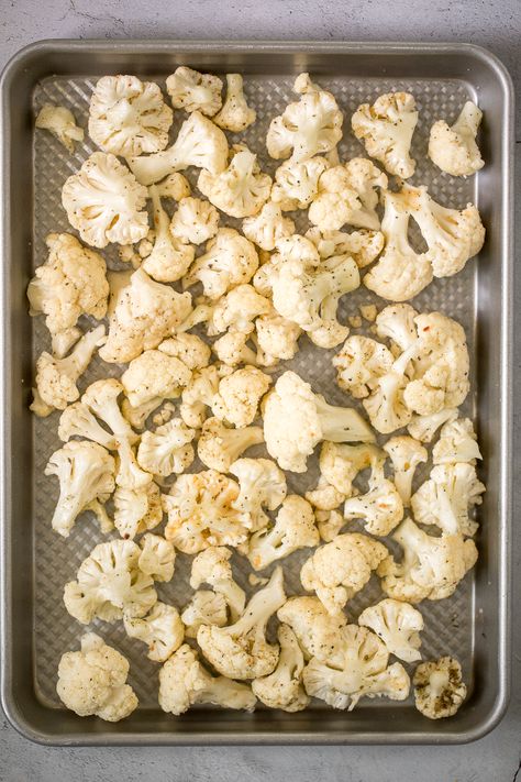 Quick and easy roasted cauliflower is a delicious, flavourful side dish that you throw on a sheet pan and into the oven. Plus, it's vegan and gluten-free. | aheadofthyme.com #cauliflower #sidedish #vegetables #sides #roastedcauliflower Easy Roasted Cauliflower, Cauliflower Side Dish, Parmesan Roasted Cauliflower, Chickpea Coconut Curry, Roasted Cauliflower Recipes, Roasted Cauliflower Soup, Cauliflower Soup Recipes, Roasted Garlic Cauliflower, Sweet Potato Gnocchi