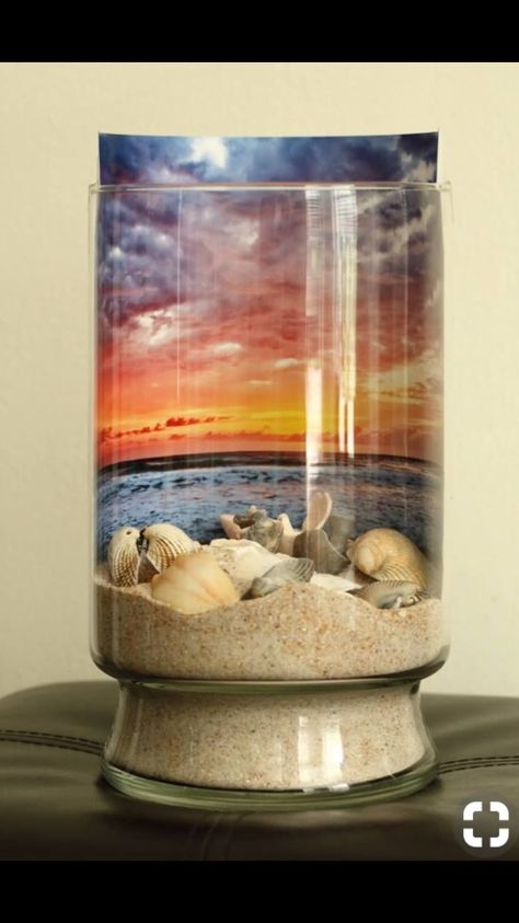 Seashell And Sand Display, What To Do With Shells From Vacation, Decorating With Sea Shells, Sand And Seashells In Jar, Beach Sand Display Ideas, Sand And Seashell Crafts, Beach Sand Crafts Diy, Sand And Shell Display Ideas, Beach Sand Ideas