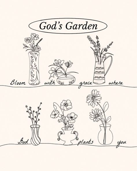 And in God’s great beautiful garden. May we choose to bloom with grace wherever he decides to plant us 🪴 .⁠ .⁠ .⁠ ..⁠ .⁠ .⁠ .⁠ .⁠ .⁠ .⁠ ..⁠ .⁠ .⁠ .⁠ .⁠ .⁠ ..⁠ .⁠ .⁠ .⁠ .⁠ .⁠ ..⁠ #biblejournalinglife #bibleartjounal #faithart #christiancreatives #illustratedfaithcommunity #christiancreativecommunity #christianwomen #christianquotes #womenoffaith #christiangirls #graceupongrace #shespeakstruth #biblejournaling #womenintheword #daughtersofdelight #christiancreative #followerofchrist #prochurc... Christian Plant Tattoo, Biblical Botanical, Biblical Flowers, Biblical Plants, Bible Verse With Plants, Bloom With Grace, Faith Moves Mountains, Christian Graphics, God Things