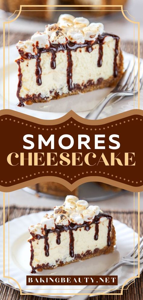 Smores Cheesecake, Spring/ summer dessert/ baking recipe Toasted Marshmallow No Bake Cheesecake, S’more Cheesecake Recipe, S'mores Cheesecake, S’more Cheesecake, S’mores Cheesecake Recipe, S’mores Cheesecake, Summer Chocolate Desserts, Gluten Free Cheesecake Recipe, Summer Cheesecake Recipes