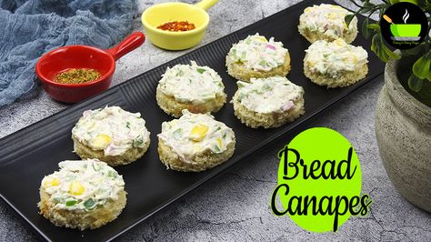 Bread Canapes | Canapes Recipe | Fireless Cooking | Cooking Without Fire For School Competition Cooking Without Fire Competition, Fireless Cooking Ideas For Competition, Fire Less Cooking Recipes, Food Without Fire, Fireless Cooking, Canapes Recipes, Bread Dishes, Cooking Competition, Main Course Dishes