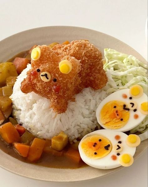 Cute Cooking Ideas, Cute Curry, Cute Meals, Ginger Aesthetic, Preppy Food, Sanrio Food, Cute Dinner, Japanese Breakfast, Kids Bento