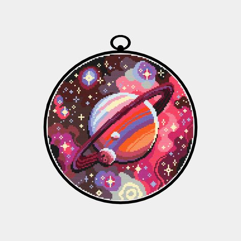 Space Cross Stitch Pattern, Cross Stitch Space Pattern, Saturn Cross Stitch, Constellation Cross Stitch Pattern, Space Cat Cross Stitch, Cross Stitch Landscape, Small Cross Stitch, Cross Stitch Books, Kandi Patterns