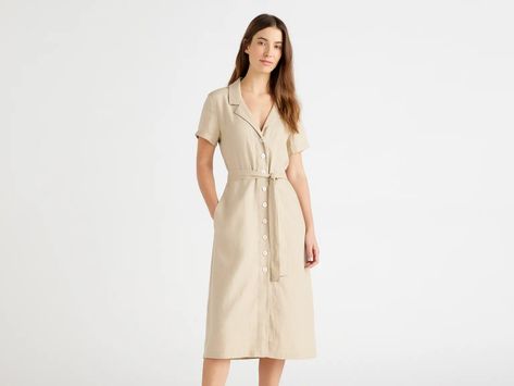 Women | Quince Quince Linen, Dresses Quince, Navy Blue Midi Dress, Linen Collection, Linen Shirt Dress, Dress Beige, Linen Short, Button Front Dress, European Linens