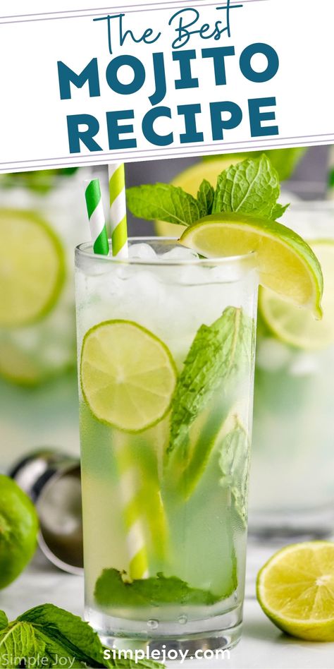 This Mojito Recipe is simple, easy to make, and totally delicious. You will find yourself coming back to this recipe over and over again! Traditional Mojito Recipe, Best Mojito Recipe, Easy Mojito Recipe, Mojito Recipe Classic, Julep Recipe, Mojito Ingredients, Mojito Drink, Classic Mojito, Party Punch Recipes