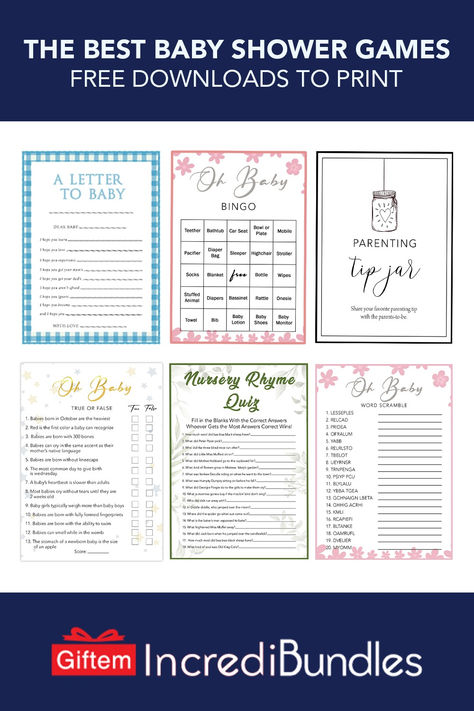 Download and print our free baby shower games!  A variety of fun baby shower games and activities in so many sweet patterns - all ready for you to print for free.  Baby Shower Bingo, Quizzes, Trivia Games and cards for writing sweet messages to mom, dad and baby! Baby Shower Games Free Printables, Baby Shower Games Free, Best Baby Shower Games, Mom Dad And Baby, Baby Shower Quiz, Free Baby Shower Games, Baby Word Scramble, Free Baby Shower, Baby Bingo